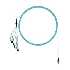 OM4 12 fiber, montaj yuvarlak kablo demeti kablo, düşük duman sıfır halojen (LSZH) alan, LC Uniboot için PanMPO Erkek, 1 kısa Std.IL, Su, 22 metre çift kademeli.