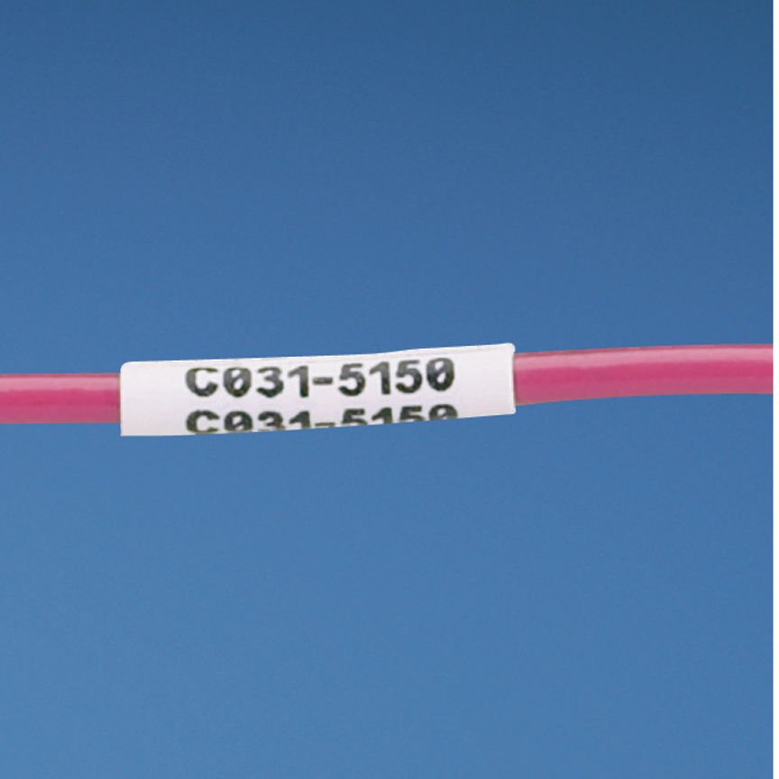 Beyaz, 12 delikli vinil kumaş etiket - 10 AWG teller, 125 / kaset, 1.00'' x 0.75'' .
