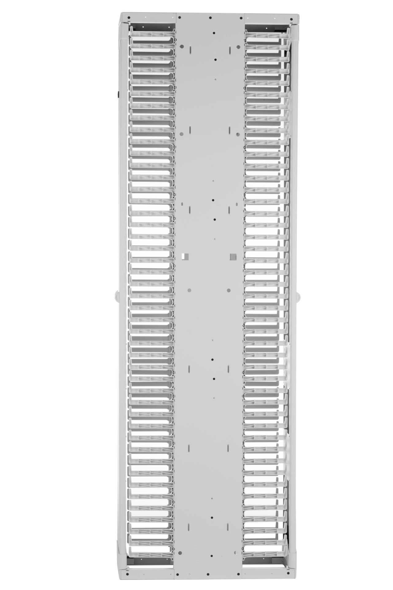Panduit® Patchrunner® 2 Enhanced Dikey Kablo Yöneticisi çiftleri ultra yüksek yoğunluklu yeteneği ve eşsiz Sıfır RU yama özelliği ile çok yönlülük. kısmen monte edilmiş yöneticisi kolay bir kurulum ile dağıtım hızlandırmaya yardımcı olur. , Stee Çift tara