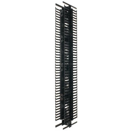 Panduit® Patchrunner® Dikey Kablo Yöneticisi, değerli zemin alanı boşaltarak genel maliyetleri düşürerek ve tüm kablo yönetimi endüstrisi için standart belirleme, yüksek yoğunluklu yeteneği ve çok yönlülüğü birleştiriyor. Çift taraflı, Çelik, 45RU, Siyah,