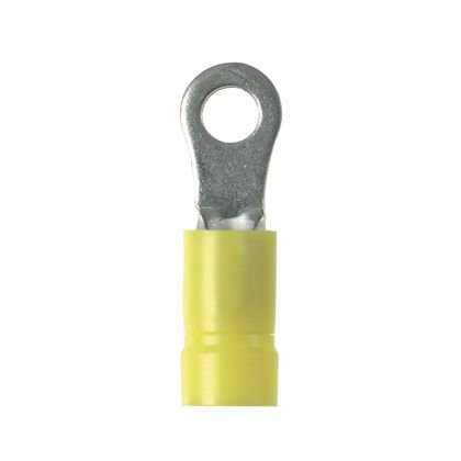 Halka terminal, 16-12 AWG, 1/4'' saplama boyutu, ağır iş, izole vinil, huni girişi, dökme paketi.
