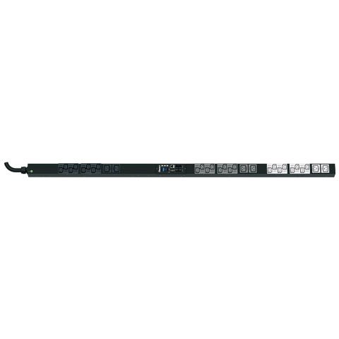 PDU Raf SmartZone ™ G5 İzlenen giriş (MI Serisi), 16 bir 3-faz, 415V, (24), bir C13 ve (6) C19) Kaplar, IEC 60.309 3P + K + E 6h 16A fiş ve önlemler 58,661 ''U x 2.047'' . Siyah: W 2.1'' D (1491mm x 50.8mm x 53.3mm) Renkli x