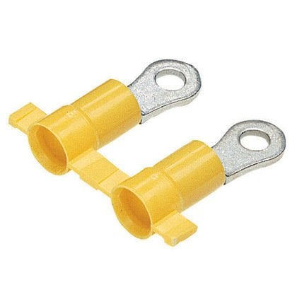 Ağır Halka terminal vinil yalıtılmış, plastik yalıtım, 16 kıvrım - 12 AWG, 05 stok ve # 6 saplama boyutu.