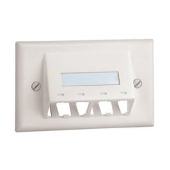 Mini Com Klasik serisi tek çete yatay eğimli aynası, dört Mini Com® Modülleri kabul etiket ve etiket kapağı içerir. Elektrik Fildişi.