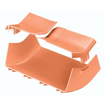 12x4 kanalına bağlandığı ve / veya bir düz yatay bir hareket 45 ° yukarı doğru açı oluşturmak için uygundur. Düz bir yatay vadede değişimi seviyesine dışında dikey 45 ° açı uydurma FROV4512X4OR ile kullanılır. Bölünmüş kapağı içerir.