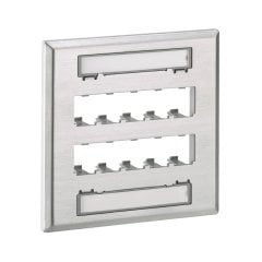 Mini Com paslanmaz çelik çift çete aynası, on Mini Com® Modülleri kabul etiket ve etiket kapağı içerir.