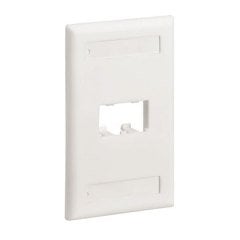 Mini Com Klasik serisi tek çete dikey aynası, iki Mini-Com® Modülleri kabul etiket ve etiket kapağı içerir. Beyaz kapalı.