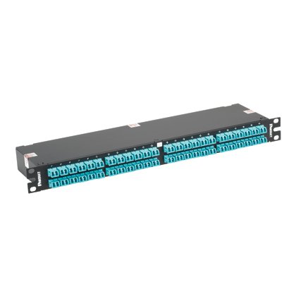 QuickNet HDQ serisi High Density fiber optik Kaset, 1RU 96 lif C-tipi etiket, OM3 12 fiber MTP