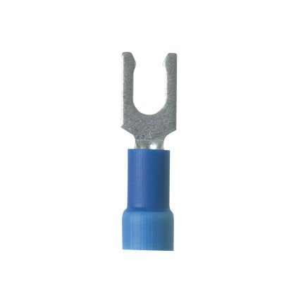 Kilitleme çatal terminal vinil 18- 14 AWG, büyük tel O.D., standart paket için 10. saplama boyutu, genleşmiş yalıtım, yalıtılmış.