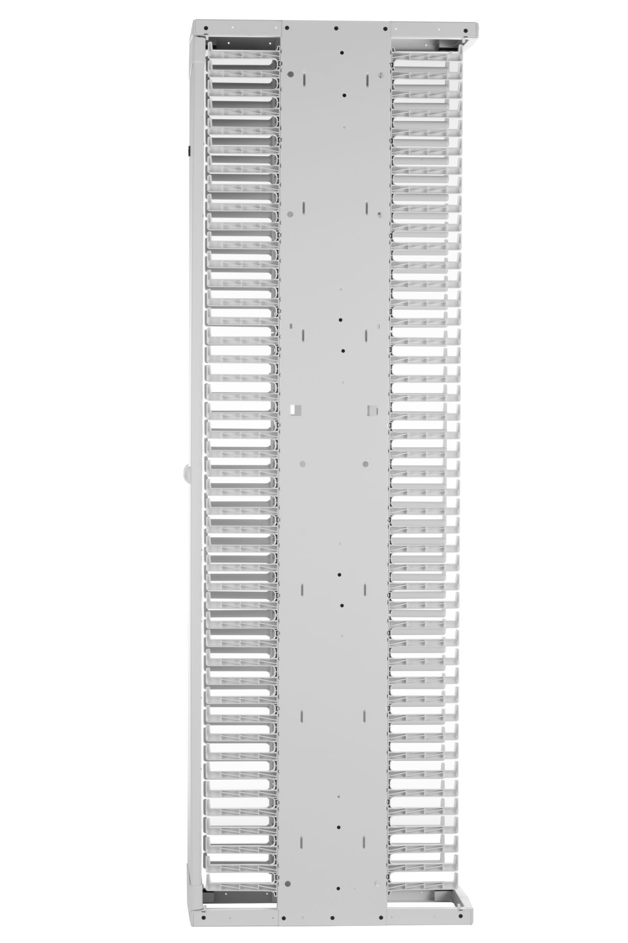 Panduit® Patchrunner® 2 Enhanced Dikey Kablo Yöneticisi çiftleri ultra yüksek yoğunluklu yeteneği ve eşsiz Sıfır RU yama özelliği ile çok yönlülük. kısmen monte edilmiş yöneticisi kolay bir kurulum ile dağıtım hızlandırmaya yardımcı olur. , Stee Çift tara