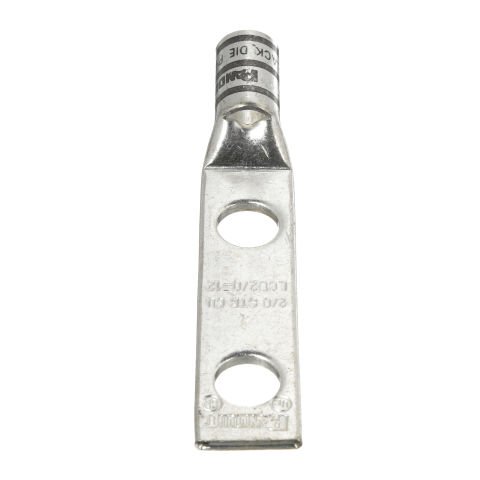 İki delikli, pencere ile standart bir kovan pabucu, 2/0 AWG kablo, 1/2 saplama deliği, 1.75 delik açıklığı.