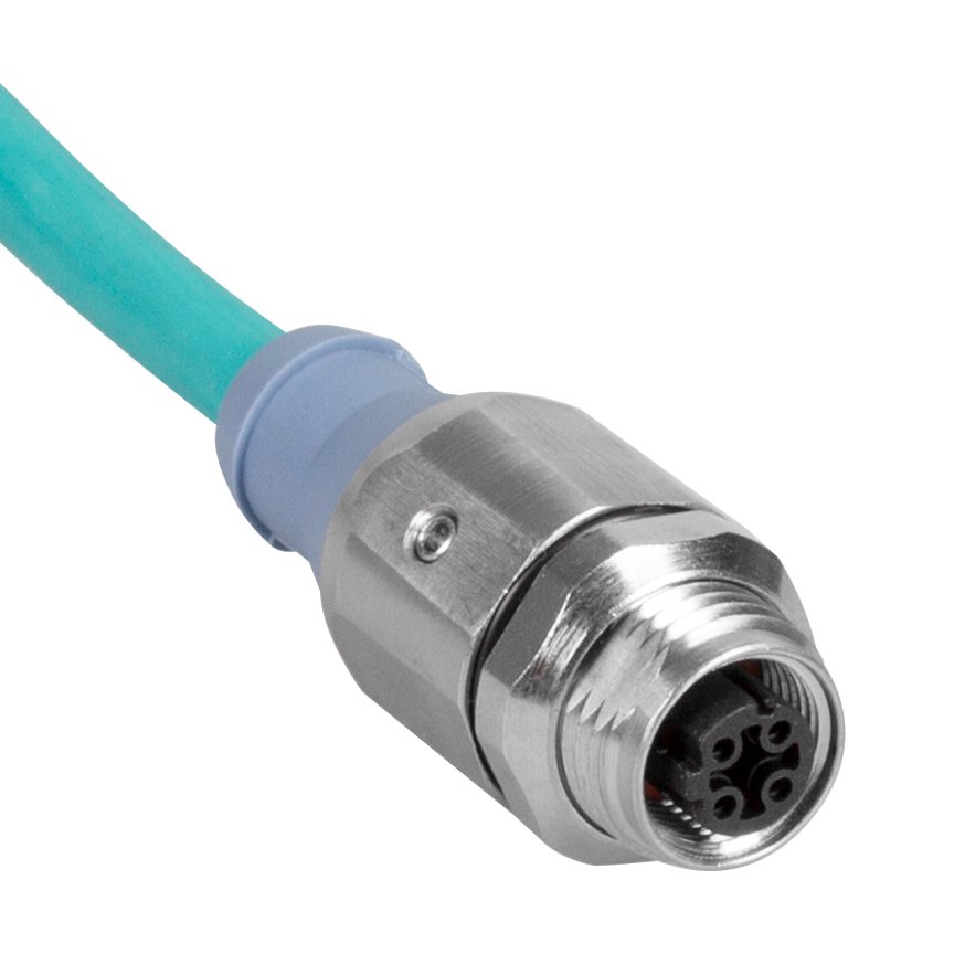 IndustrialNet Cordset - M12 Bölme Kadın D-kod, RJ45 fişi, STP, TPE Ceket, Teal, 1M