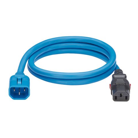 Çift Kilitleme Güç kablosu IEC C13 IEC C14 - 3 feet (0.9 metre), 10 paketi, mavi.