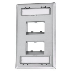 Mini Com paslanmaz çelik tek çete gömme eğimli aynası, dört Mini Com® Modülleri kabul etiket ve etiket kapağı içerir.