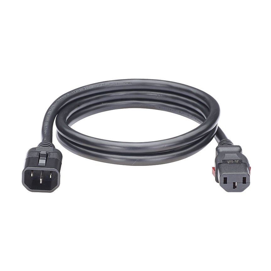 Çift Kilitleme Güç Kablosu, IEC C13 IEC C14 - 2 fit (0.6 metre), 10 Paketi, Siyah.