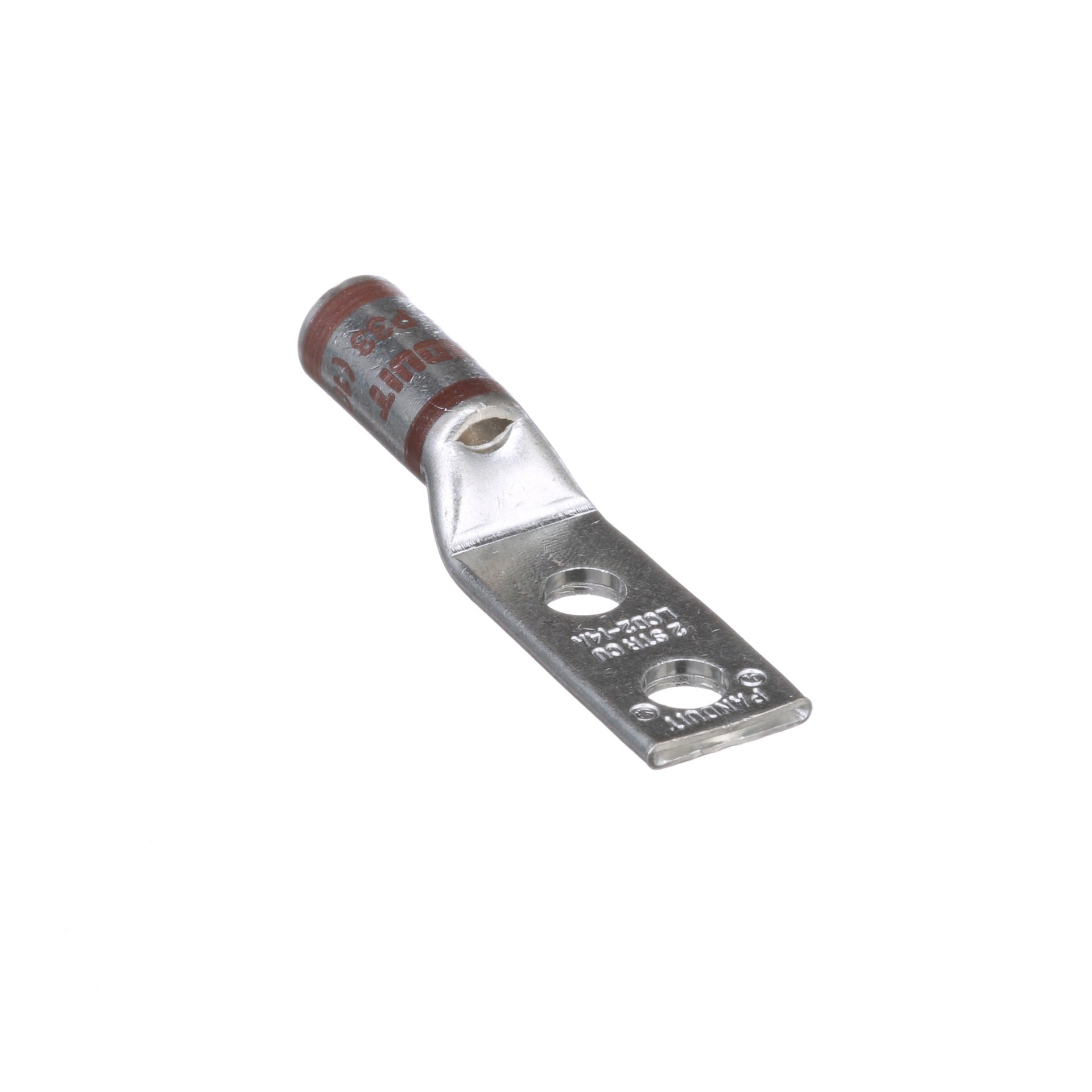 Bakır Sıkıştırma Lug, 2 Delik, 2. AWG Kodu İletken, Standart Namlu, 5/16'' Stud, 1'' Delik Aralığı
