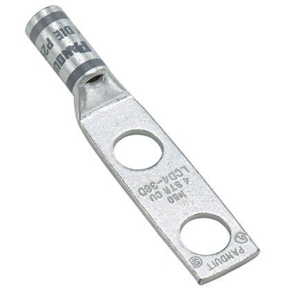 İki delikli, pencere ile standart bir kovan pabucu, 3/0 AWG kablo, 1/4 saplama deliği, .75 delik açıklığı.