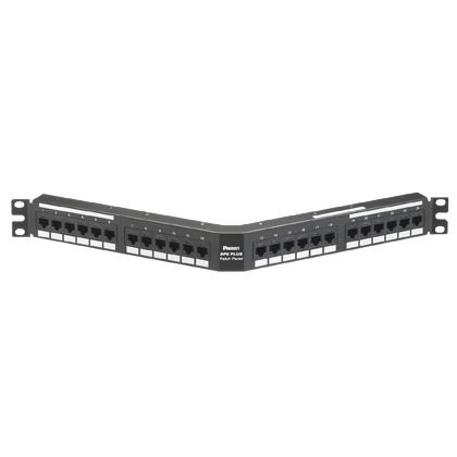 siyah NetKey 24 bağlantı kategorisi 6X punchdown düz açılı bir patch panel (1 RU).