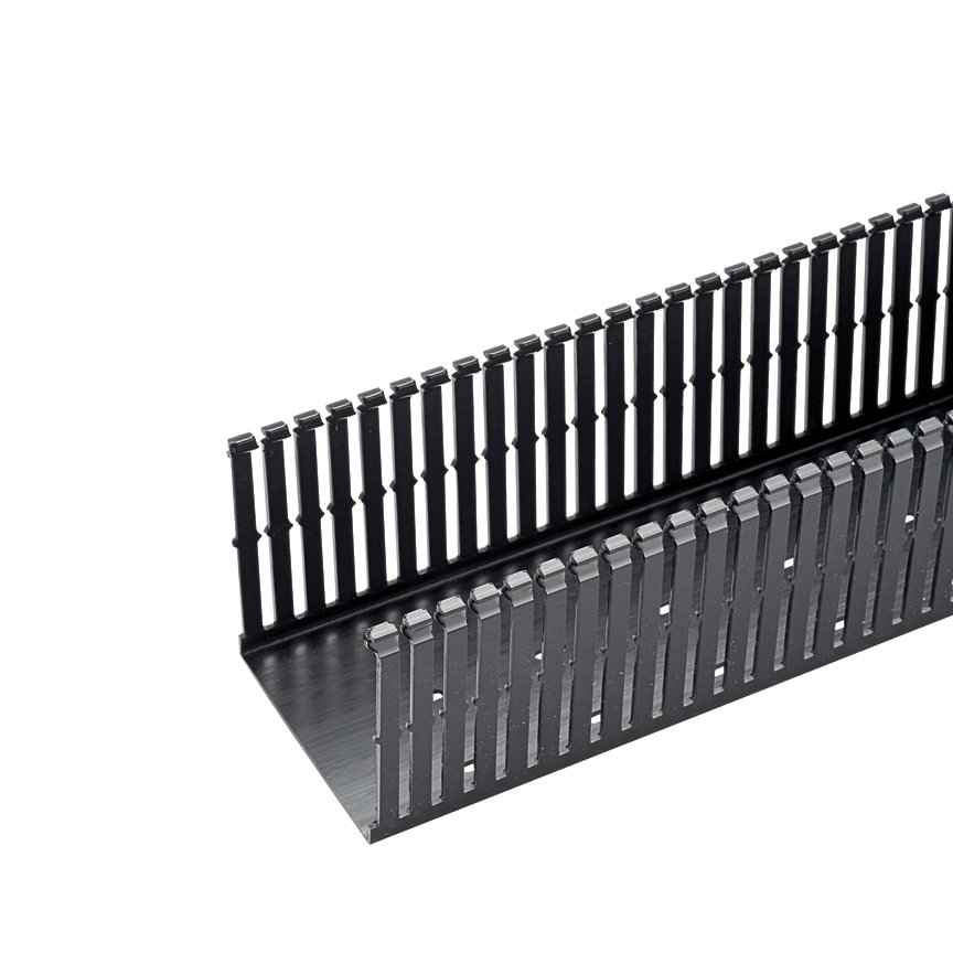 Panduct® F tipi dar yarık kablo kanalı, 2 G x 4H, 6' uzunlukta, PVC, siyah.