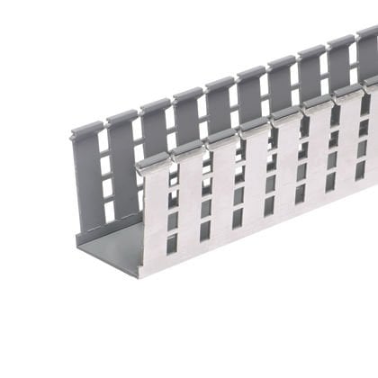 Korumalı kablo kanalı, 2 G x 4H, 6' uzunlukta, PVC, açık gri.