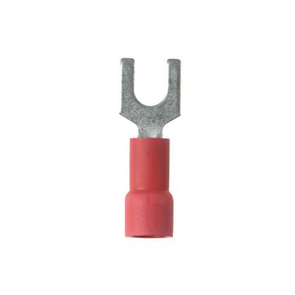 Çatal terminal vinil 22- 18 AWG, büyük tel O.D., standart paket için 10. saplama boyutu, genleşmiş yalıtım, yalıtılmış.