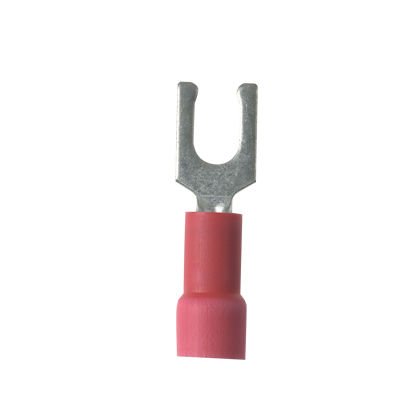 Kilitleme çatal terminal vinil 22- 16 AWG, büyük tel O.D., standart paket için 10. saplama boyutu, genleşmiş yalıtım, yalıtılmış.