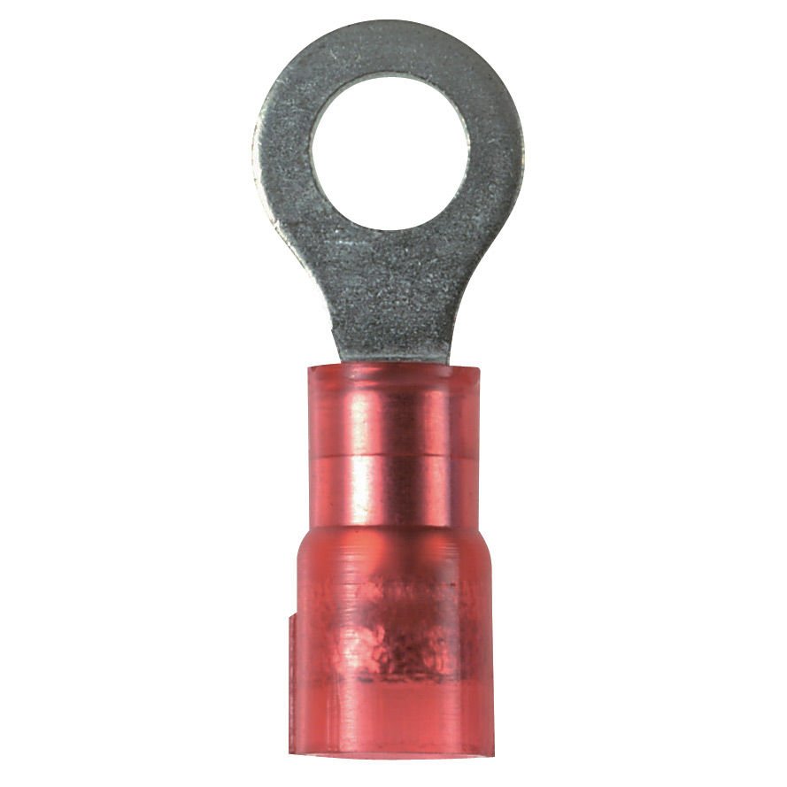 Halka terminal, 0.5 - 1.0mm² tel aralığı, M3 saplama boyutu, yalıtılmış naylon varil, huni girişi, dökme paketi.