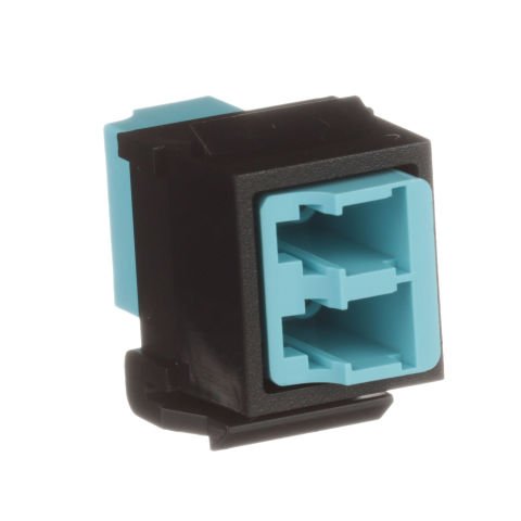 Keystone modülü bir LC Sr./Jr ile birlikte. SFF tekli konum dubleks adaptör ile zirkon seramik bölünmüş kollu. Aqua.
