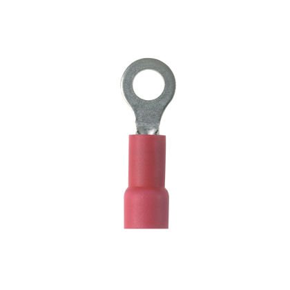 Halka terminal, 22-18 AWG, # 10 saplama boyutu büyük tel O.D., standart paket için vinil izole genleşmiş yalıtım.