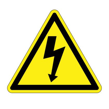 ISO uyarı lambası, 3.9'' (99.1mm) üçgen genişliği, dikkatli - elektrik çarpması sembolü riski, vinil yapıştırıcı, siyah ve sarı / 3 markörler / kart 10 kağıt / paketi.