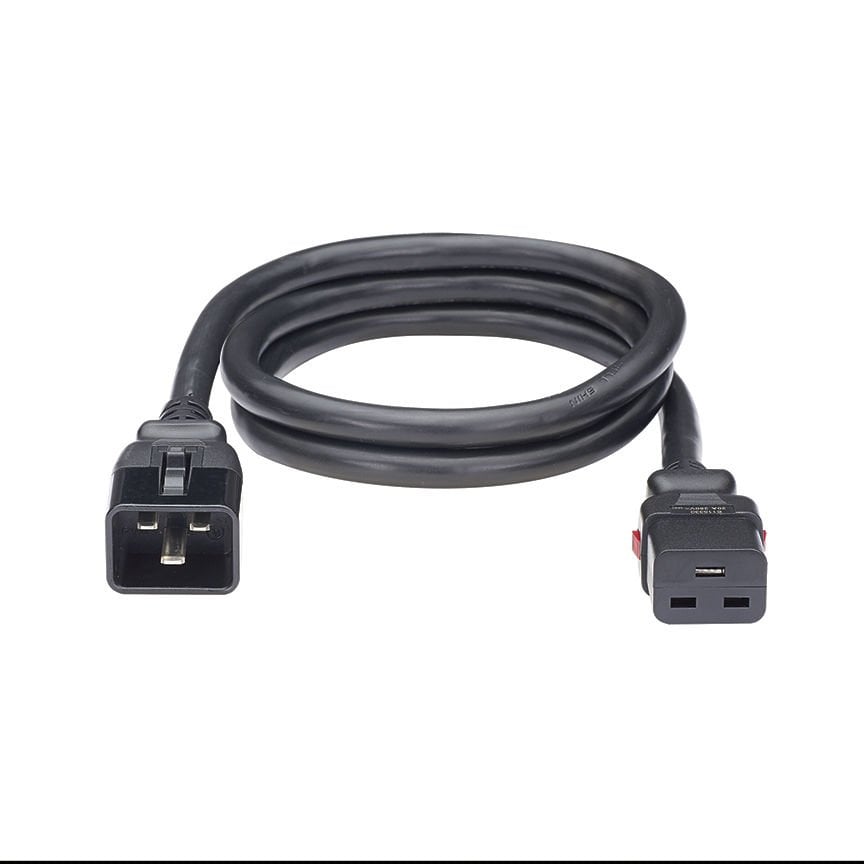Çift Kilitleme Güç Kablosu, IEC C19 IEC C20 - 6 feet (1.8 metre), 10 Paketi, Siyah.
