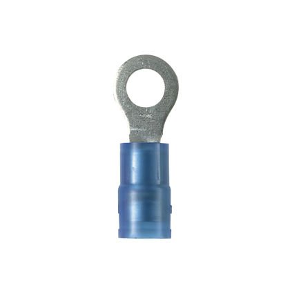 Halka terminal, 1.5 - 2.5mm² tel aralığı M5 saplama boyutu, yalıtılmış naylon varil, huni girişi, dökme paketi.