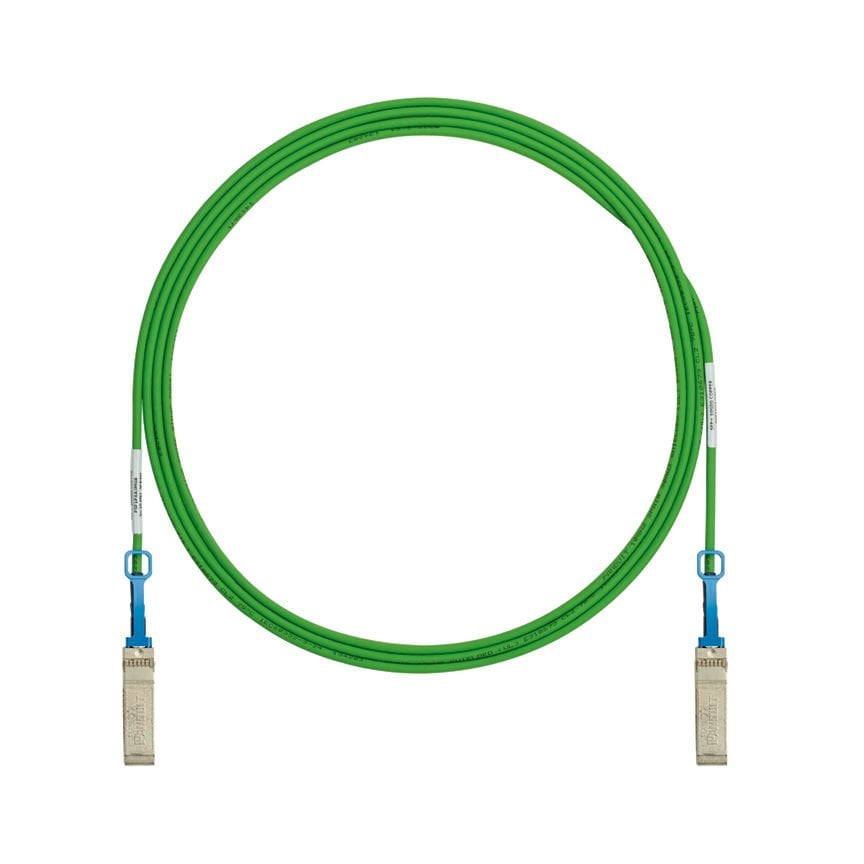 Her iki ucunda SFP + 10Gbps sıcak takılabilir modüler konnektörleri, Green, 4.5 metre ile montaj Yüksek hızlı twinaxial kablosu.