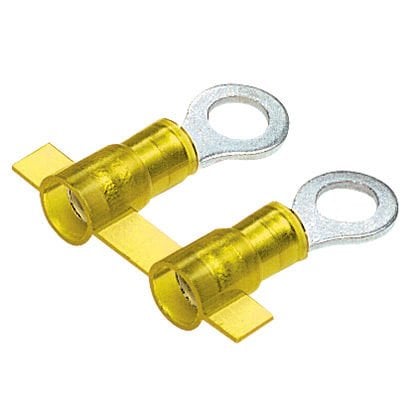 Makara Fed Halka terminal, 4.0 - 6.0mm² tel aralığı M5 saplama boyutu, yalıtılmış naylon varil, huni girişi.