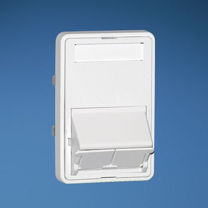 bir 1/2-boyutu ile NetKey Danimarka tarzı aynası, iki kilit taşı modüllerini kabul etiket ve kapak içerir, kepenkli insert eğimli. (77mmx50mm) Avrupa Beyaz.