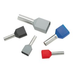 Polipropilen izole halkalar iki telli mavi DİN renk manşonlar 6 AWG (16.0mm²), 0.63 (16.0mm) pim uzunluğunun, dökme paketi.