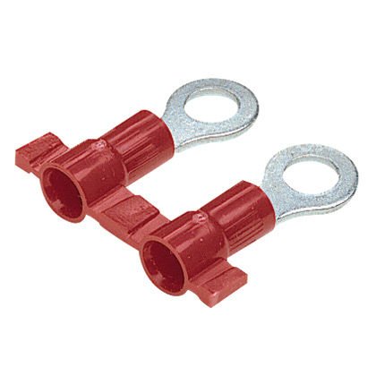18 AWG kablo aralığı, 3/8'' saplama boyutu - Halka terminal vinil, huni girişi, plastik yalıtım kıvrım, 22 yalıtılmıştır.