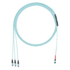 OM4 24 lif, Bağlantı, Plenum, (3) 8 lifli Kadın PanMPO, Metot B, optimize edilmiş IL 35 Ayaklar, Aqua 24F MPO kadın.
