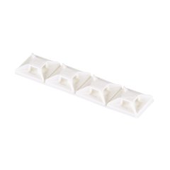 4'lü arkası yapışkanlı kablo bağlama beyaz monte lastik yapıştırıcı bant ile monte edilir. Bu ise 0.50'' uzunluk x 0.50'' geniş (12.7 x 12.7 mm) ve mekanik gücü, sıcaklık ve aşınma direnci ve sertliği artar naylon 6.6 yapılmış. O mi kullanılır