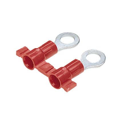 Makara Fed Halka terminal, 0.5 - 1.0mm² tel aralığı M5 saplama boyutu, yalıtılmış vinil, huni girişi.