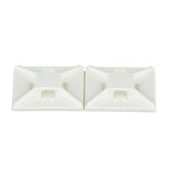 4'lü arkası yapışkanlı kablo bağlama beyaz monte lastik yapıştırıcı bant ile monte edilir. Bu 1'' uzunluk x 1'' genişliğinde (25.4 x 25.4 mm) ve ABS malzemeden imal edilmiştir. Bu, mini orta ve standart kablo bağları ile birlikte kullanılır. arkası yapışk