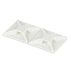 4'lü arkası yapışkanlı kablo bağlama beyaz monte lastik yapıştırıcı bant ile monte edilir. Bu 1'' uzunluk x 1'' genişliğinde (25.4 x 25.4 mm) ve ABS malzemeden imal edilmiştir. Bu, mini orta ve standart kablo bağları ile birlikte kullanılır. arkası yapışk