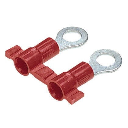 18 AWG kablo aralığı, 5/16'' saplama boyutu - Halka terminal vinil, huni girişi, plastik yalıtım kıvrım, 22 yalıtılmıştır.
