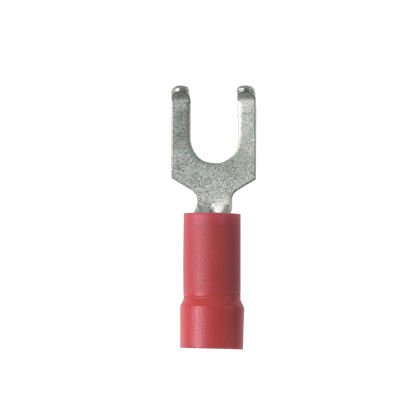 Flanşlı çatal terminal vinil huni girişi, 22- 16 AWG, 6. saplama boyutu, bulk paket, yalıtılmış.