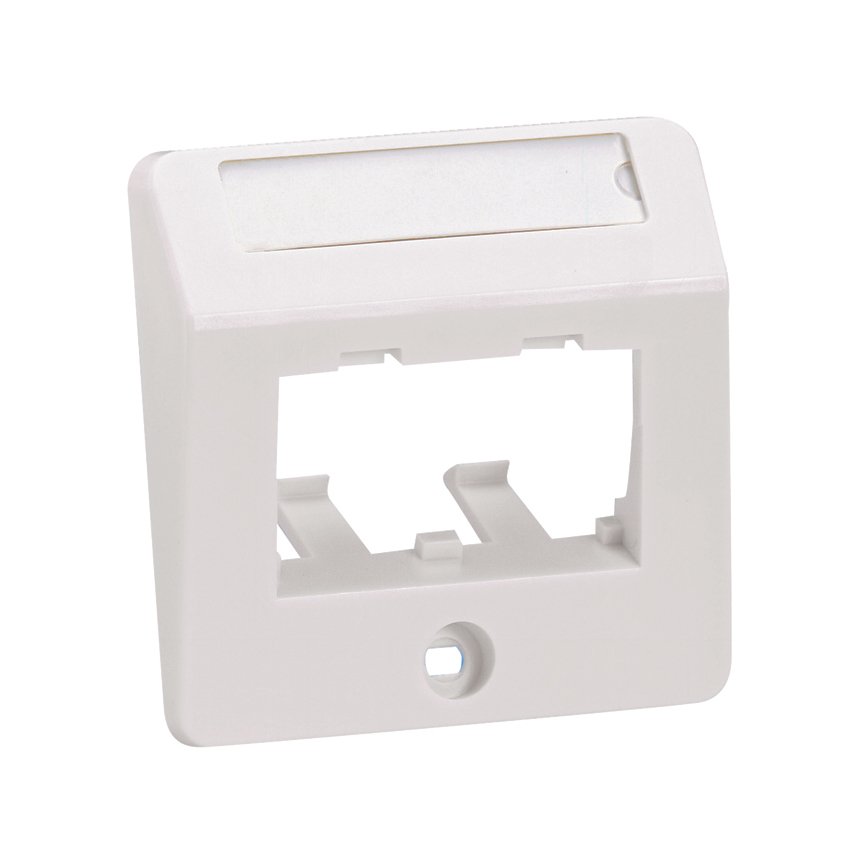 Mini Com 50mm x 50mm eğimli aynası, iki Mini-Com modülleri içerir montaj vida, metal montaj plakası, etiket ve etiket kapağını kabul eder. Arktik Beyaz.