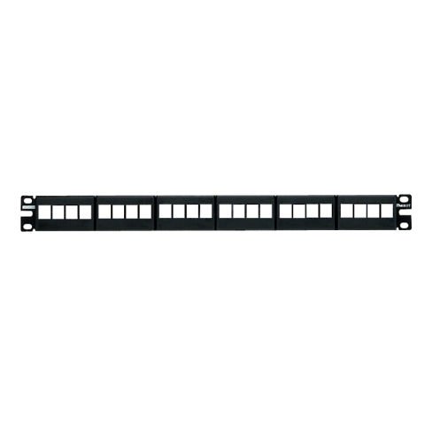 Siyah olan kapaklarla Keystone 24 bağlantı modüler patch panel (1 RU).