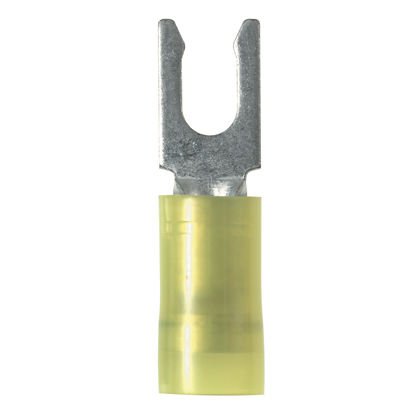 Kilitleme Çatal Terminali, naylon izoleli, 12-10 AWG, 10. damızlık boyutu, toplu paketi.