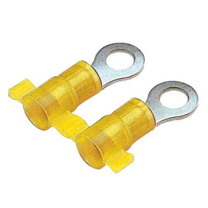 10 AWG, 10. saplama boyutu - Halka terminal, naylon, metal kol 12 yalıtılmıştır.