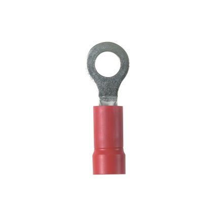 Halka terminal, 22-18 AWG, 6. saplama boyutu, yalıtılmış vinil, huni girişi, dökme paketi.
