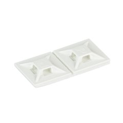 4'lü arkası yapışkanlı kablo bağlama beyaz monte lastik yapıştırıcı bant ile monte edilir. 0,75'' uzunluk x 0.75'' geniş (19.1 x 19.1 mm) ve ABS plastikten imal edilmiştir. Bu minyatür ve ara kablo bağları ile birlikte kullanılır. Kapalı ortamlar için tas